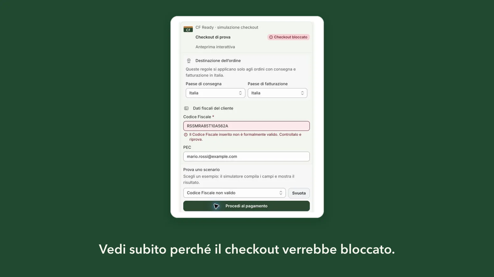Simulatore delle regole checkout